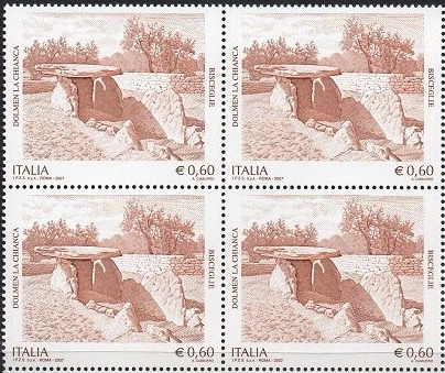 Postage stamps of Chianca Dolmen in Italy
