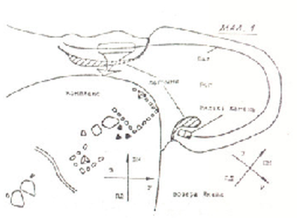 Site in Belarus: Map of Yanovo lake complex
