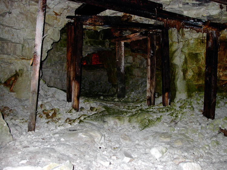 One of the low tunnels that radiate out from the bottom of the 30ft deep mine shaft