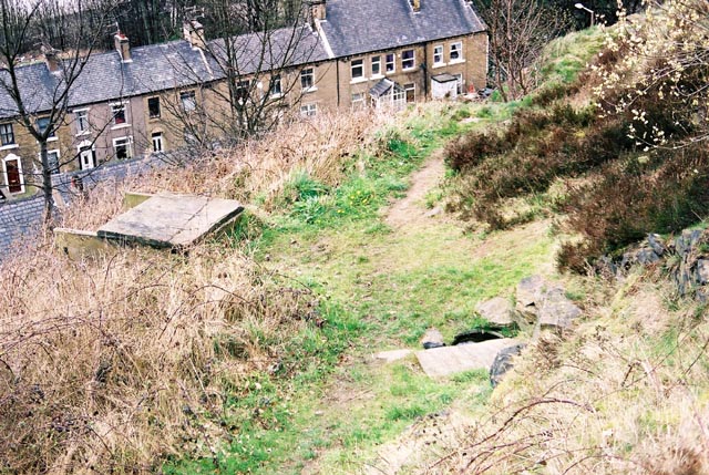 Overhead view of the well's setting from the hillside above.