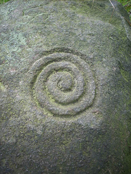 Site in Derbyshire: Spiral on one the Stones at the Nine Ladies - Stanton Moor 29th June 2008
