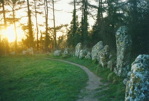 The setting sun at the Rollright stones.