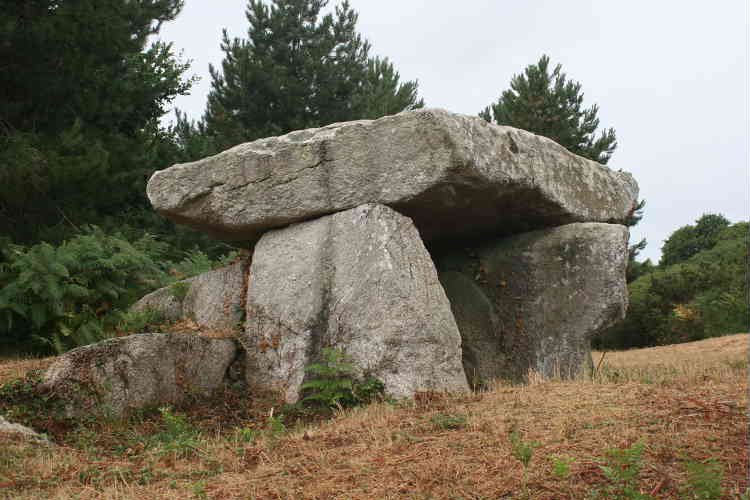 This is one of two dolmen up a small walkway to the north of the sport's ground at Plobannalec
