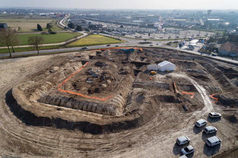 Aerial view of the Moutot à Lavau excavation site.Photo by Denis Gliksman, Inrap