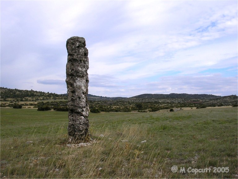 About a kilometre from the Arques dolmen, and near to the road can be found this superb menhir, which has been re-erected in a concrete base. 