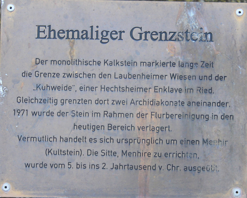 The Laubenheim standing stone info board