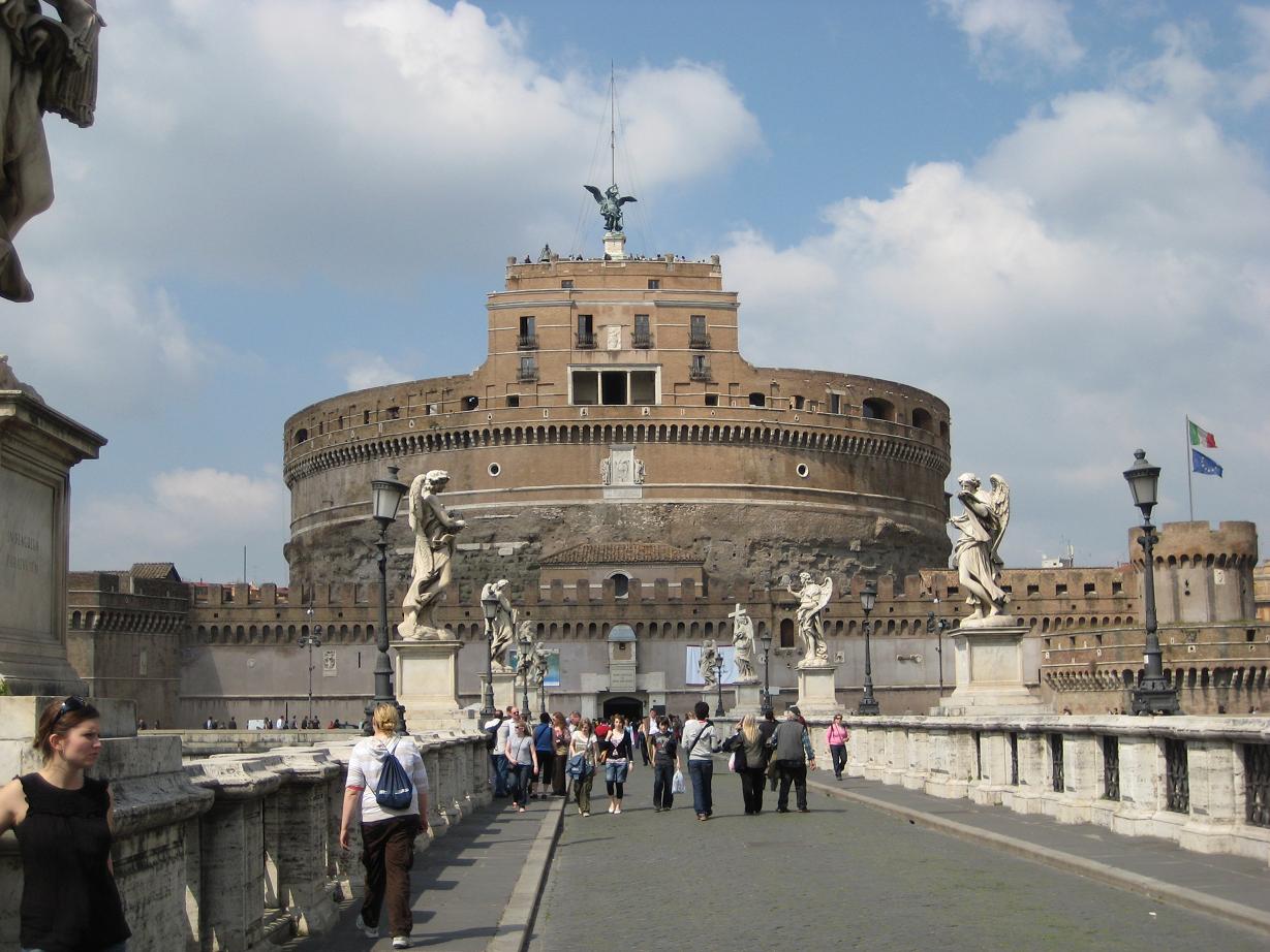 Site in Rome: Mausoleum of Hadrian on the west side of the tiber. It is now called the castello San Angelo and was used as a residence by some popes. A few artifacts remain in the vatican Museum.