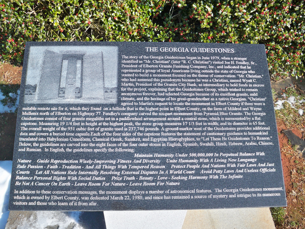 Click for full size image of Georgia Guidestones (PID:117806) Georgia Guidestones