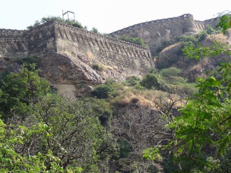 Fortifications of Chittorgarh fort which dates back to 7th century AD (photo taken on October 2011).

