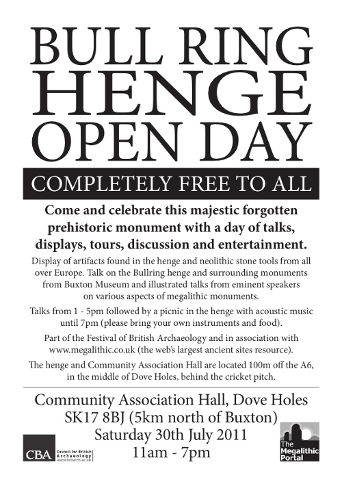 Celebrating the Bull Ring henge: talks, displays and activities 30th July