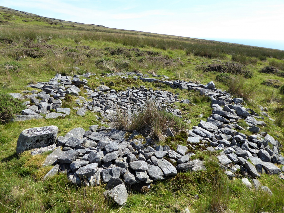 Round hut excavated as part of the Ardudwy Early Landscapes Project and partially reconstructed to show position and features.