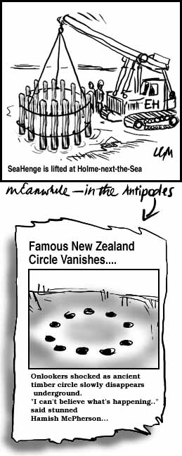 Seahenge Cartoon (C) Lawrence Main