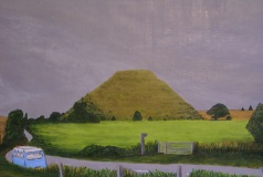 Blue bus visits Silbury Hill. - PID:176222