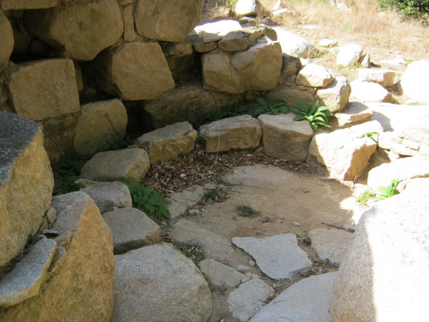 A circle at the foot of the nuraghe, as yet of indeterminate function.  October 2010.