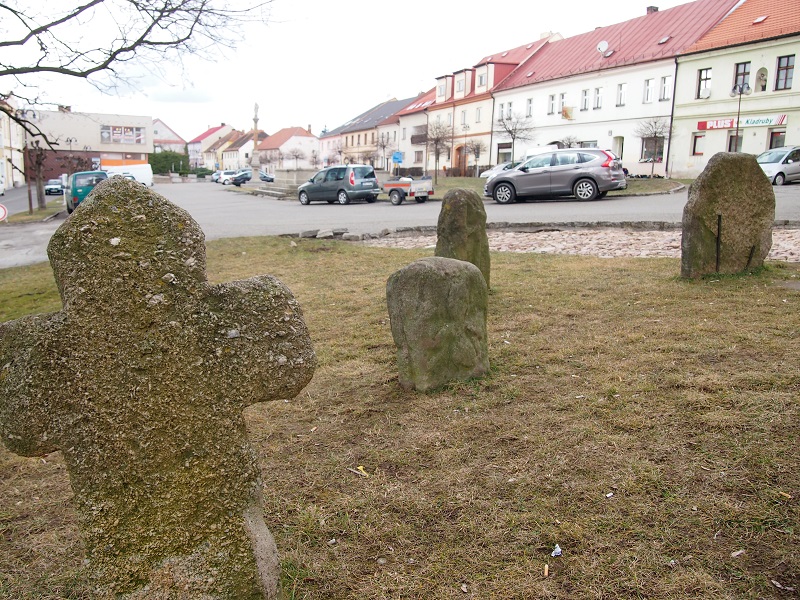 Cross on the left supposedly stood in the place where a beggar died because he did not get a piece of bread for the whole day.