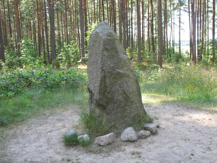 Stele on the top of the largest round barrow, located in the Northern part of the cemetry (photo taken on August 2009).
