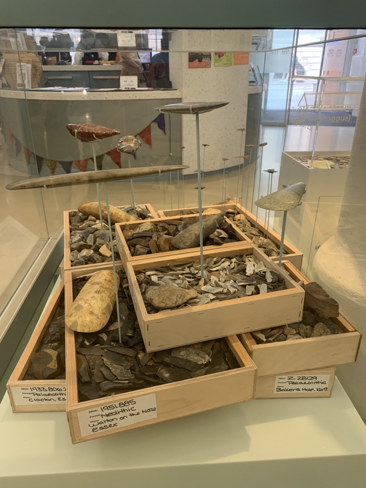 “An eye for beauty“ handaxe and flint display in the foyer of the museum