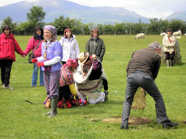 Removing of the turf at the centre of the circle before some sham 