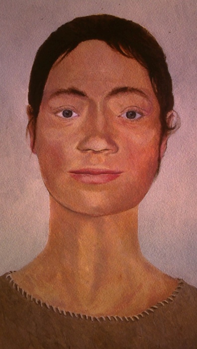 Monkton-up-Wimborne Late Neolithic pit circle/shaft complex Reconstruction portrait of Cranborne Woman by Jane Brayn,.
Jane said