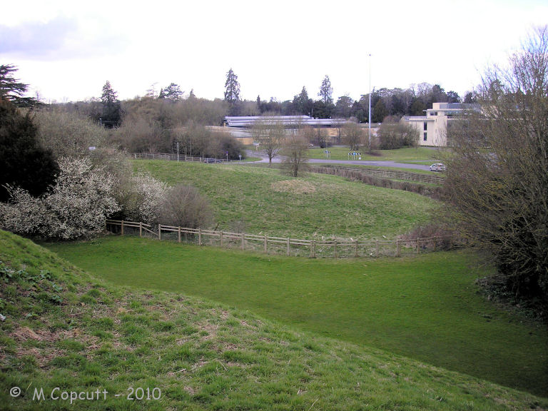 Querns Barrow seen here from on top of the Roman Amphitheatre, looking northwest. 