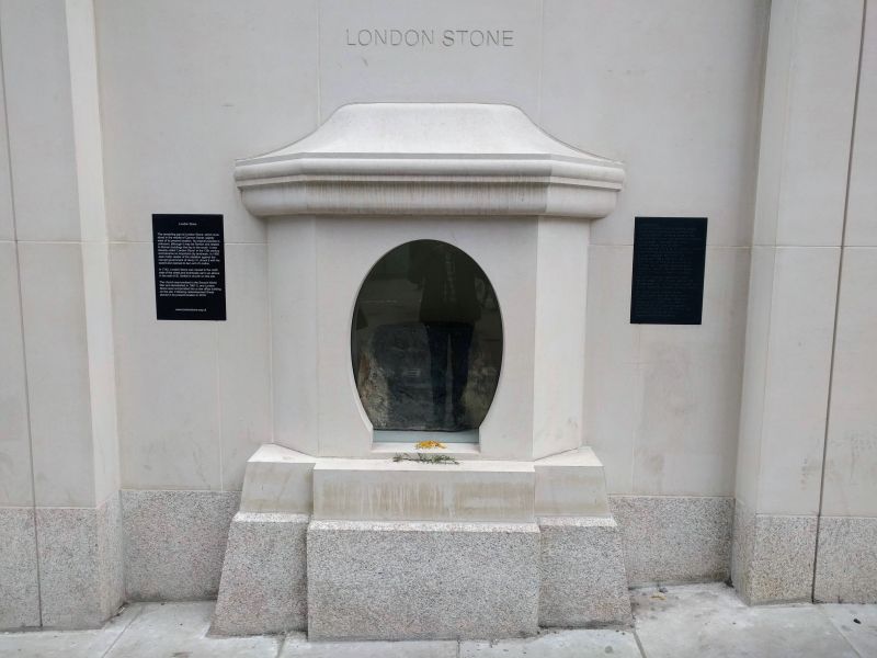 The London Stone displayed a bit more prominently in its new home.