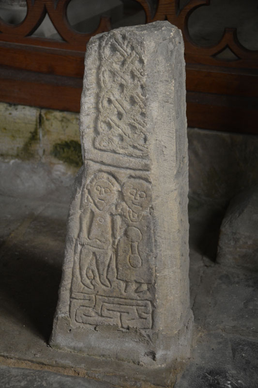 The southern face of the eastern-most shaft fragment in the south-east chapel.  Said to depict Abraham sacrificing Moses.  