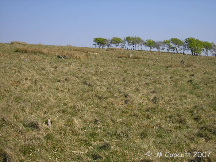 Swap Hill stone setting looking southeast. 
An edge set outlier in the foreground. 