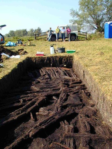 Excavation of an area of the Iron Age lake village near Glastonbury