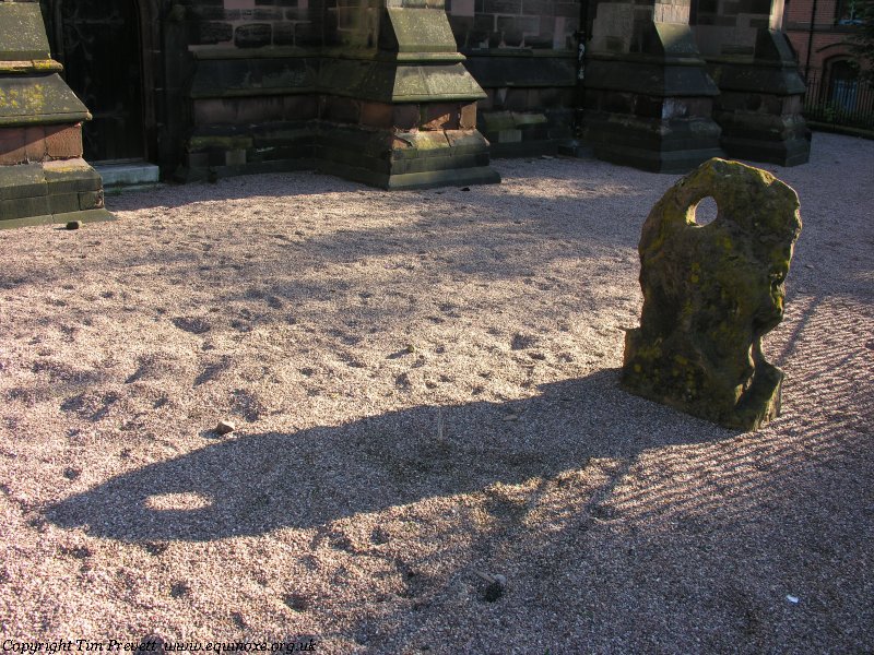 The holed Bargain Stone outside St Peter's in Wolverhampton City Centre. It is believed bargains, probably deals on wool traded from the Welsh Marches, would have been sealed with a handshake through this stone. It is thought to be a well weathered and broken gargoyle, with the hole having been the drainage. Don't miss the huge Anglo Saxon cross shaft nearby.