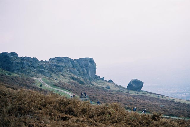The most prominent landmark for miles around. There are no visible megalithic remains at this huge rock outcrop, but local folklore refers to this being a place worthy of strong consideration.

I've always found it a little strange that as the most prominent landmark for miles around, the Cow n' Calf didn't bear any cup n' ring marks as they can be found both to the left and the right of the out