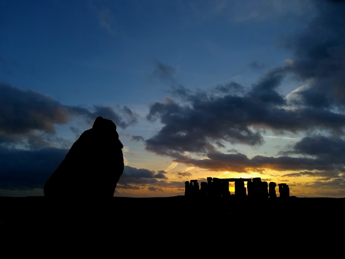 The Heel Stone Quietly Watching The Winter Solstice Setting Sun at Stonehenge, 2023