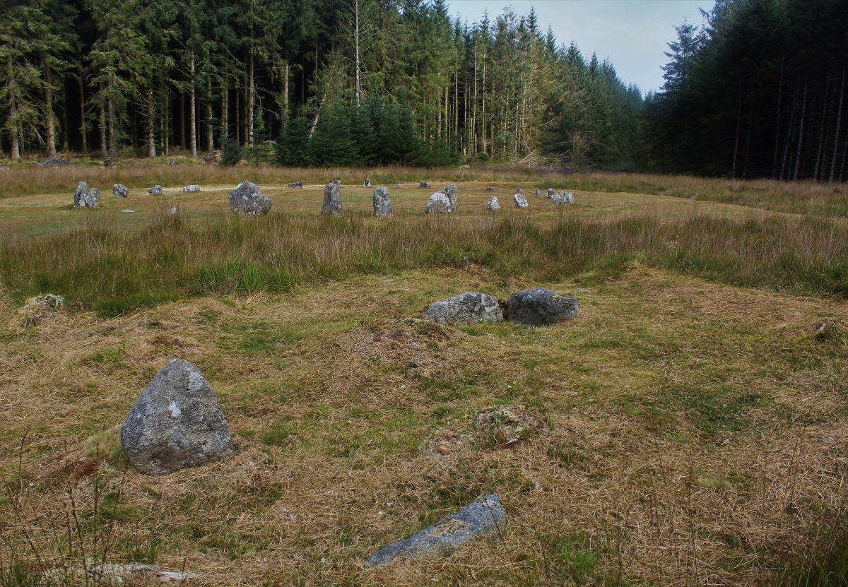 The grass around all the separate elements of this complex has been mown very recently, I don't think I've ever seen so much of the site. Here's the SE cairn with its half a cist.