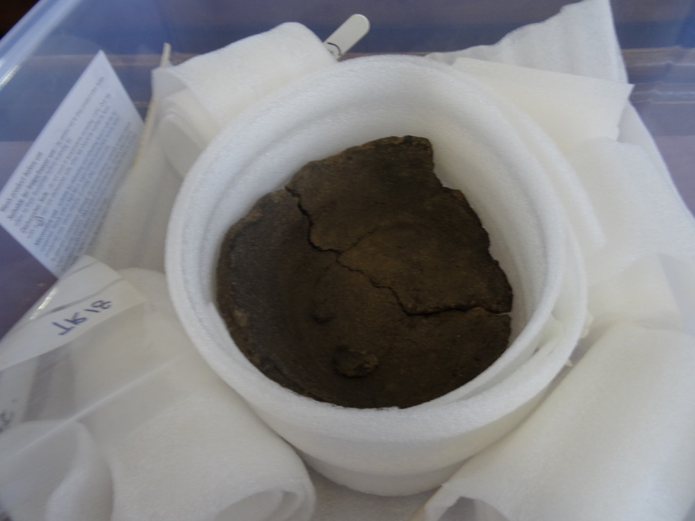 This was the base of a pot of black burnished ware, found in 2019, that came from the Poole area.