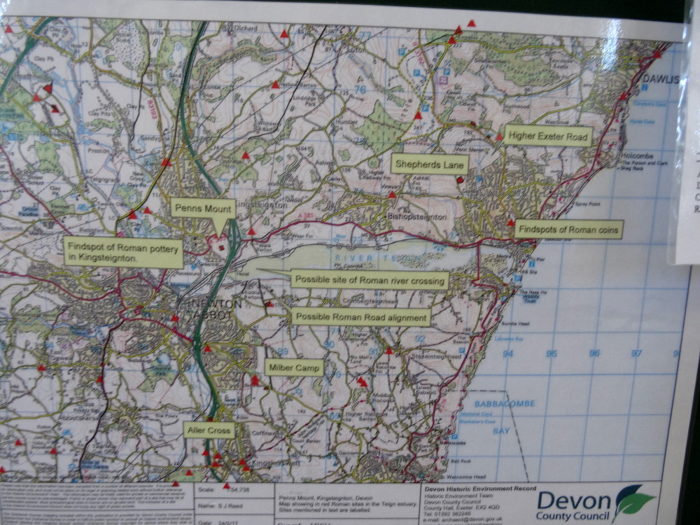 A Devon C C map showing other Roman sites of interest in S.Devon.