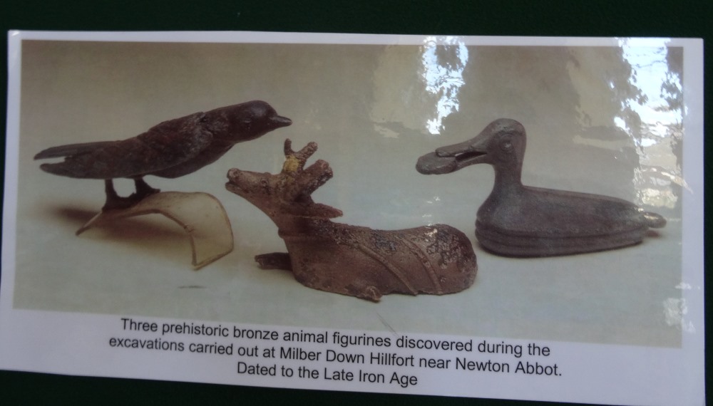 The Milber Down hill fort figurines, which were in Torquay Museum last time I saw them.  These were included in Ipplepen Dig's display along with other nearby sites.  Something similar could yet turn up here.