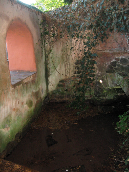 Showing the height of walls around the well.  Maybe the ambience would be more pleasant still, with sunlight playing on the water?