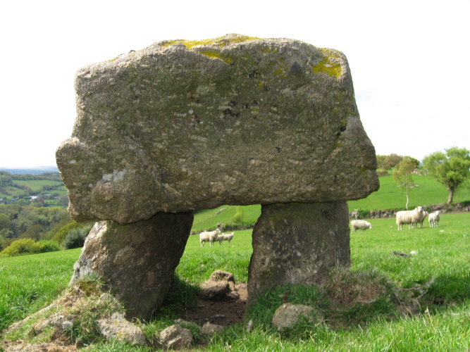 Looking through the small opening between the cist's wobbly legs!  (Where Martyn thought Matt had got himself stuck!) ;-)