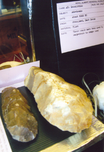Neolithic Flint Adzeheads, c.6000 BCE.  Found at Stockland, East Devon.
