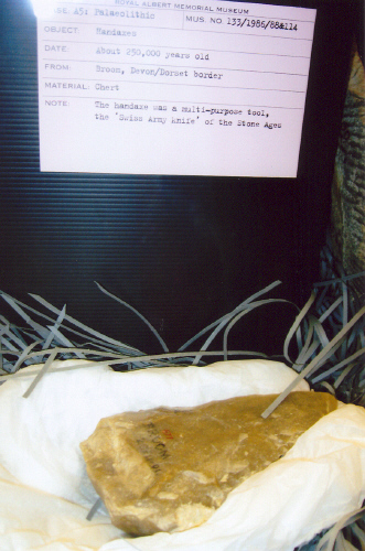 Palaeolithic Handaxe.  Chert.  About 250,000 years old.  From Broom, Devon/Dorset border.

