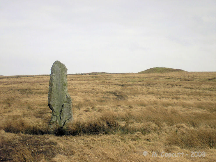 The lovely Challacombe Longstone. 
Seen here looking southeast, with Longstone Barrow and a couple of others on the horizon. 