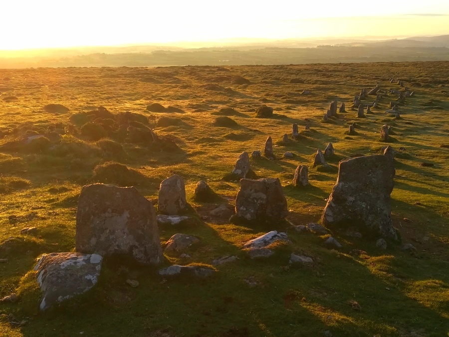 A beautiful Summer Sunrise light at Cosdon Hill Multiple Stone Rows