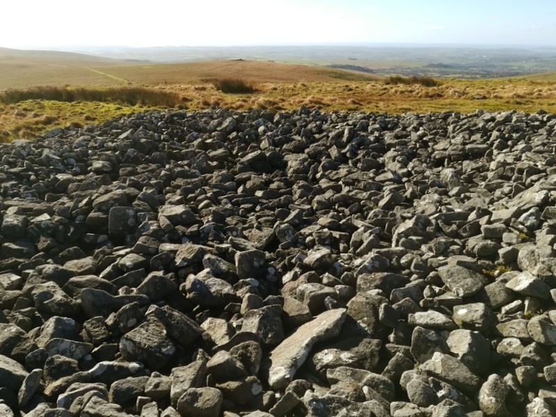 Three Barrows (Ugborough Moor), Looking over the South East Barrow, In the background you can see Sharp Tor Cairn