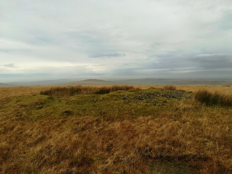 Cocks Hill West Cairn, In the background is White Tor (fort)