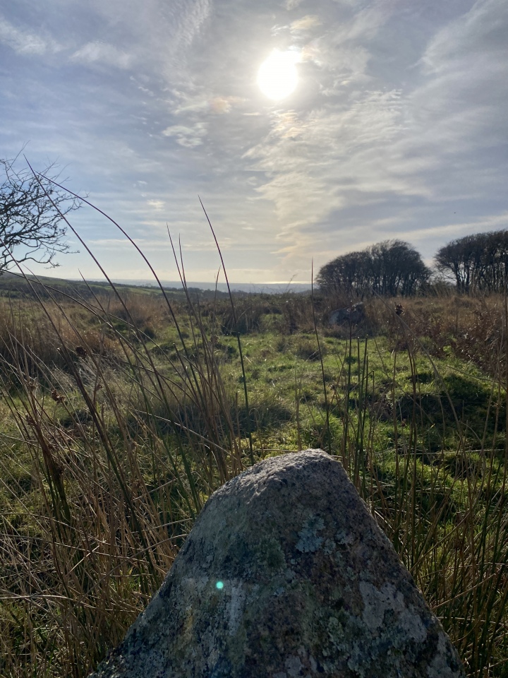 The sea reveal from the cairn circle at Burford Down 19.11.22