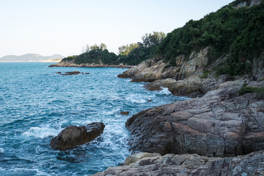 Looking along the coast where the rock carving faces.