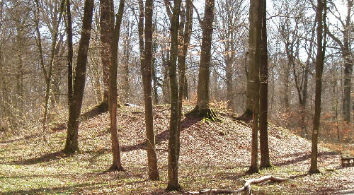 Rixheim Tumulus

From West. Also Known as Huner Hubel or Tumulus de Rotlaub. Excavated in 1858 by August Stoeber. Thought to date betwenn 2000 and 1500 BCE: About 30 Meters wide and about  5 Meters tall. Has trees growing out of it and a Bench installed up top. Children use it for their driving off with their mountain bikes.... 