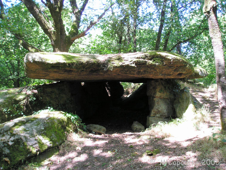 This lovely monument is to be found in some lovely oak woodland high on top of a hill overlooking a stream. It is signposted from nearby, but there is nowhere really to park, and it’s a fair walk along a track and then up a woodland footpath. The monument is a strange one, which uses a natural rock outcrop as its base. 