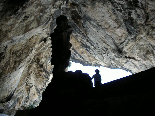 Site in Greek Islands (Aegean etc)

 The cave entrance with its enormous stalagmite.