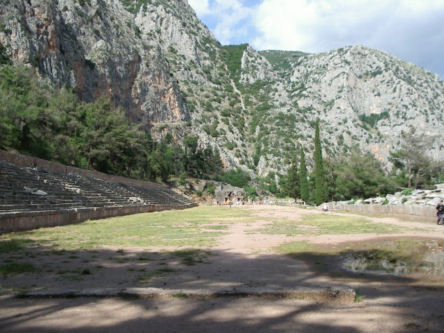The ancient running track on top of Delphi.