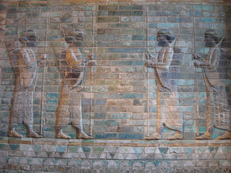 Frieze of Archers from the Tell of the Apadana, Palace of Darius I, Susa, Iran. Archaemenid Persian Period during the reign of Darius I circa 510BC  Now in The Louvre in Paris.